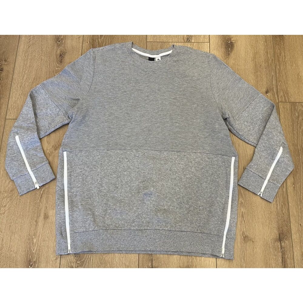 Adidas Women's Gray Ribbed Sweatshirt w/ Zippered Sides & Sleeves XL EUC